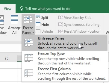 Select the Right Boundary Before Freezing Excel Panes