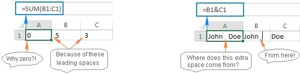 Remove Hidden Ordinary Spaces Before Comparing Entries