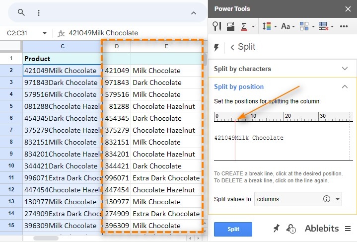 Separate Google Sheets Text by the Intended Delimiter
