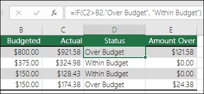 Give an Excel IF Formula Two Deliberate Outcomes