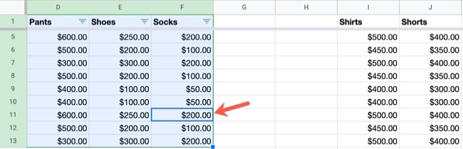 Choose Clear Conditions for a Google Sheets Filter