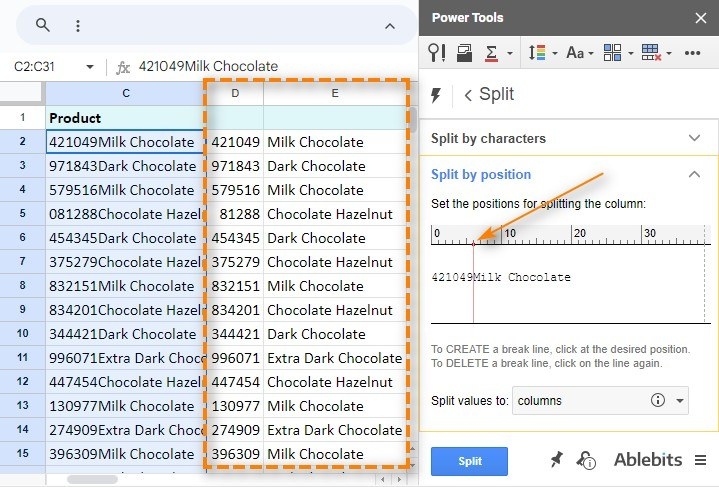 Separate Google Sheets Text by the Intended Delimiter