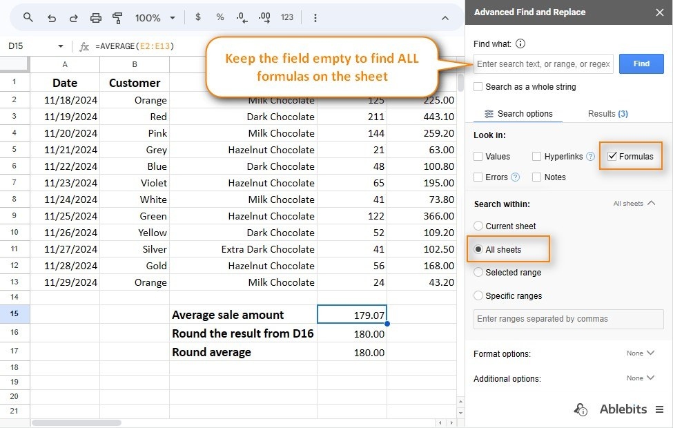 Build a First Google Sheets Formula in the Result Cell