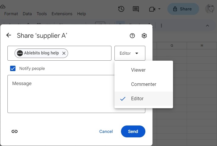 Choose Basic Sharing Roles for a Google Spreadsheet