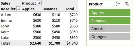 Offer Visible Filter Choices Through an Excel Slicer