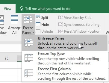 Select the Right Boundary Before Freezing Excel Panes