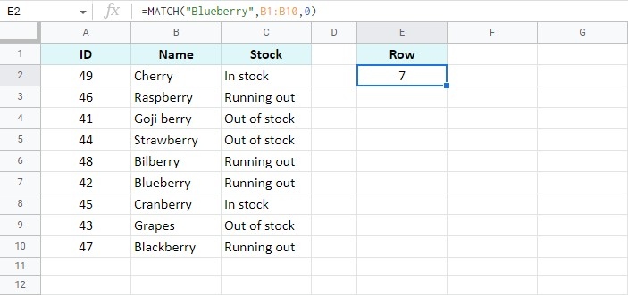 Choose Exact Matching in a Google Sheets INDEX-MATCH Lookup