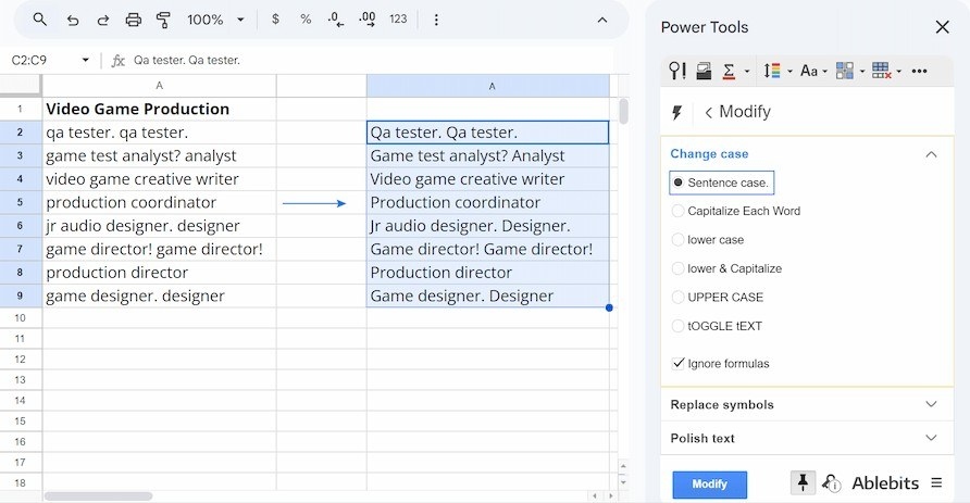 Normalize Text Case Before Comparing Google Sheets Labels