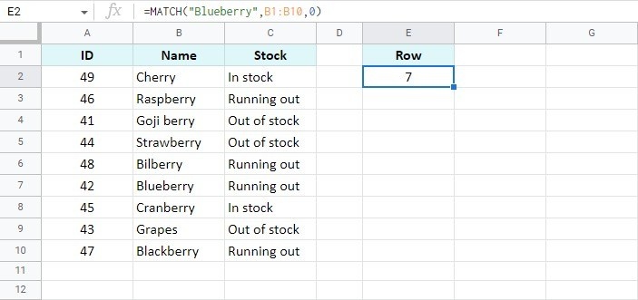 Choose Exact Matching in a Google Sheets INDEX-MATCH Lookup