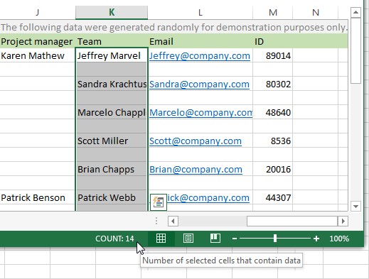 Check Populated Excel Cells Without Confusing Them with Rows