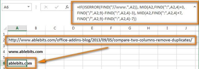 Normalize Website Domains from Excel URL Lists