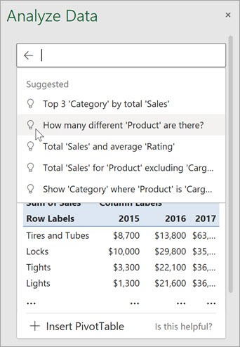 Ask Excel to Summarize a Selected Data Range