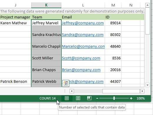 Check Populated Excel Cells Without Confusing Them with Rows