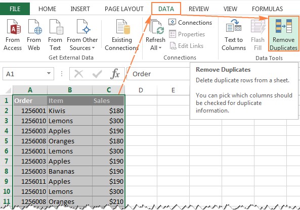 Review Excel Duplicate Definitions Before Removing Rows