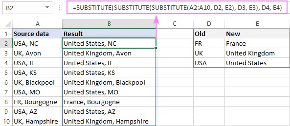 Apply Several Excel Text Substitutions in a Defined Order