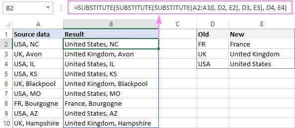 Apply Several Excel Text Substitutions in a Defined Order